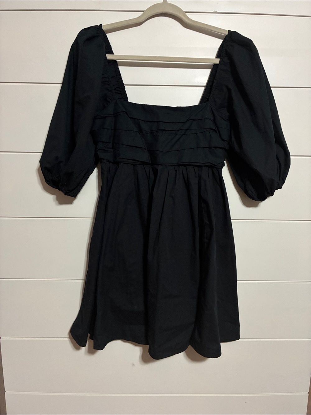 Abercrombie and fitch size S Black Square-Neck Puff Sleeve Mini Dress - Picture 4 of 6